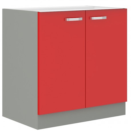 Skříňka 80 ZL 2F BB Barva korpusu: Šedá + Červený lesk (Rose)